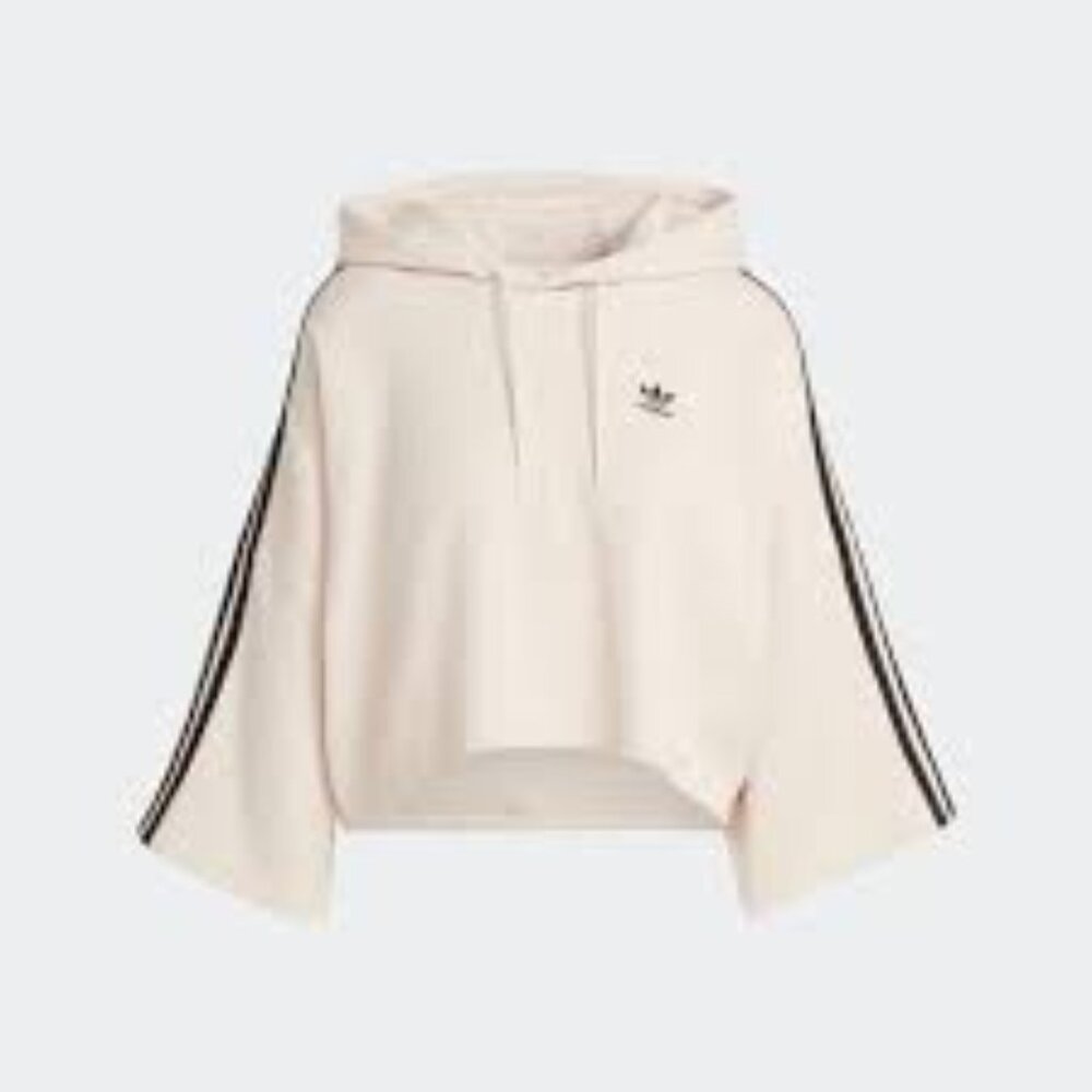 Adidas  Cropped Hoodie with Black Stripes